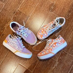 Vans 2 Pairs Bundle Lot Size 11 Platforms Purple Orange Classic